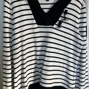 Ralph Lauren Black and White Striped casual top Size large